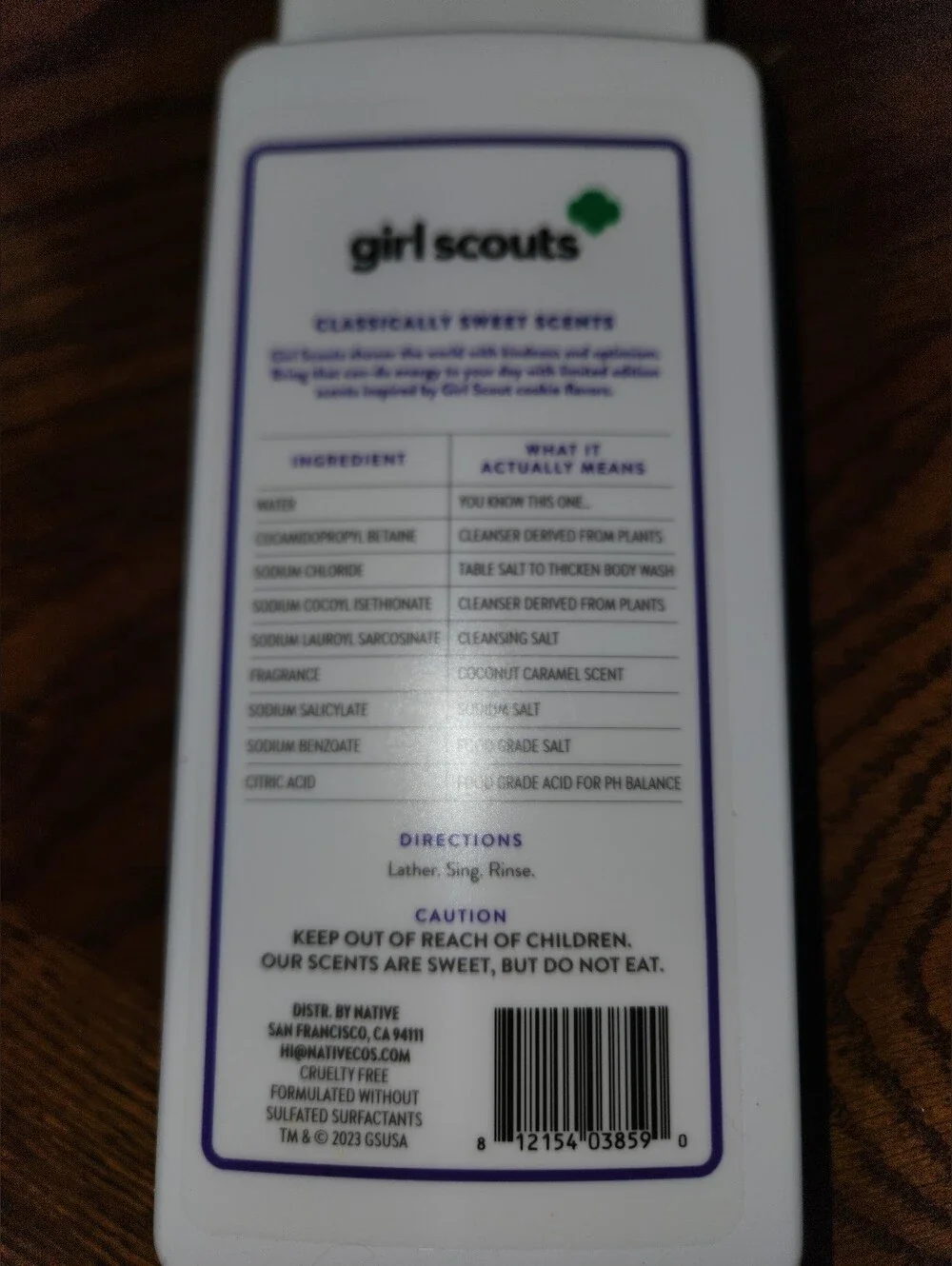 Native Girl Scouts Coconut Caramel Body Wash — White with Purple Accents